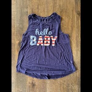 Isabel Maternity L Tank Top Hello Baby Red White Blue 4th Of July Patriotic
